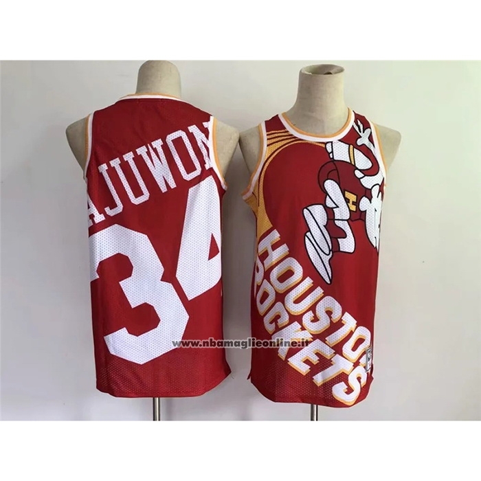Maglia Houston Rockets Hakeem Olajuwon #34 Mitchell & Ness Big Face Rosso